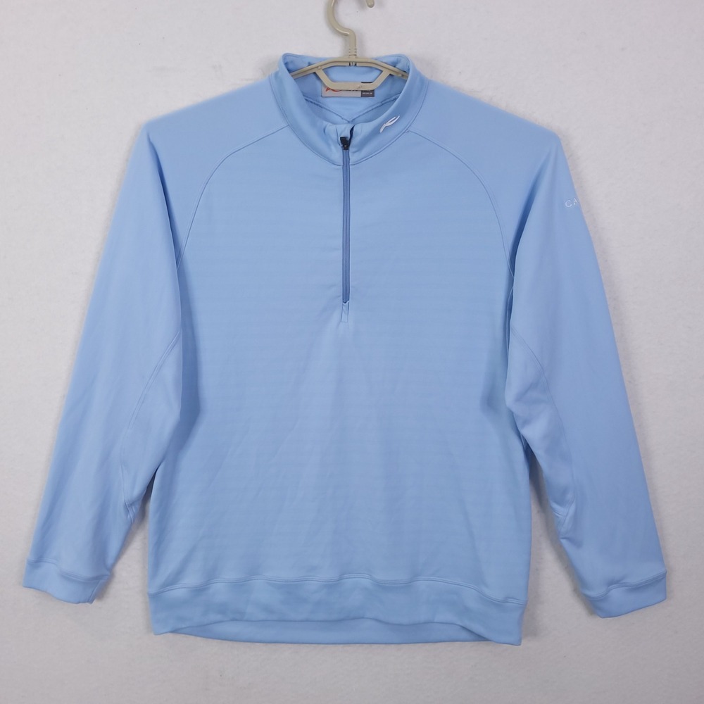 Kjus Quarter Zip Pullover Shirt  Mens XL Light Blue Performance Golf Mock Neck